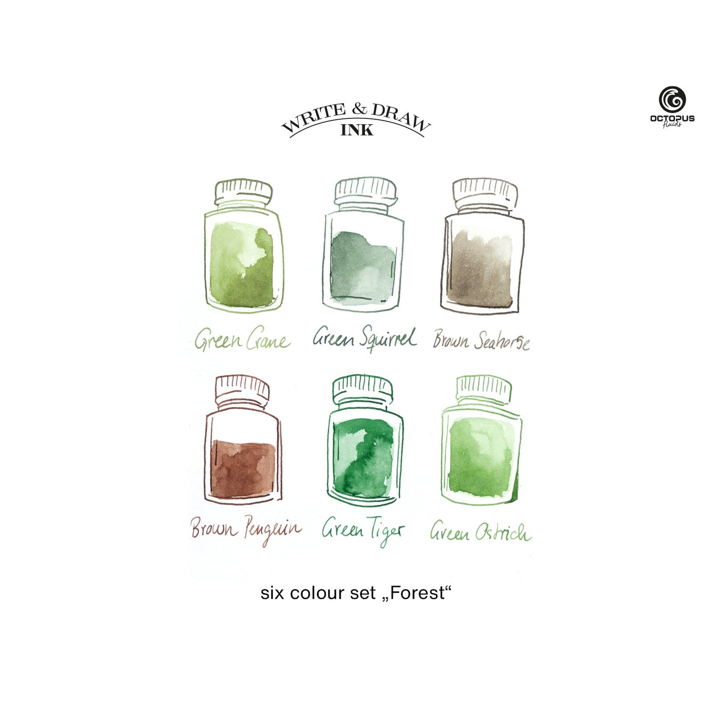 Octopus Write and Draw Ink Set, Forest
