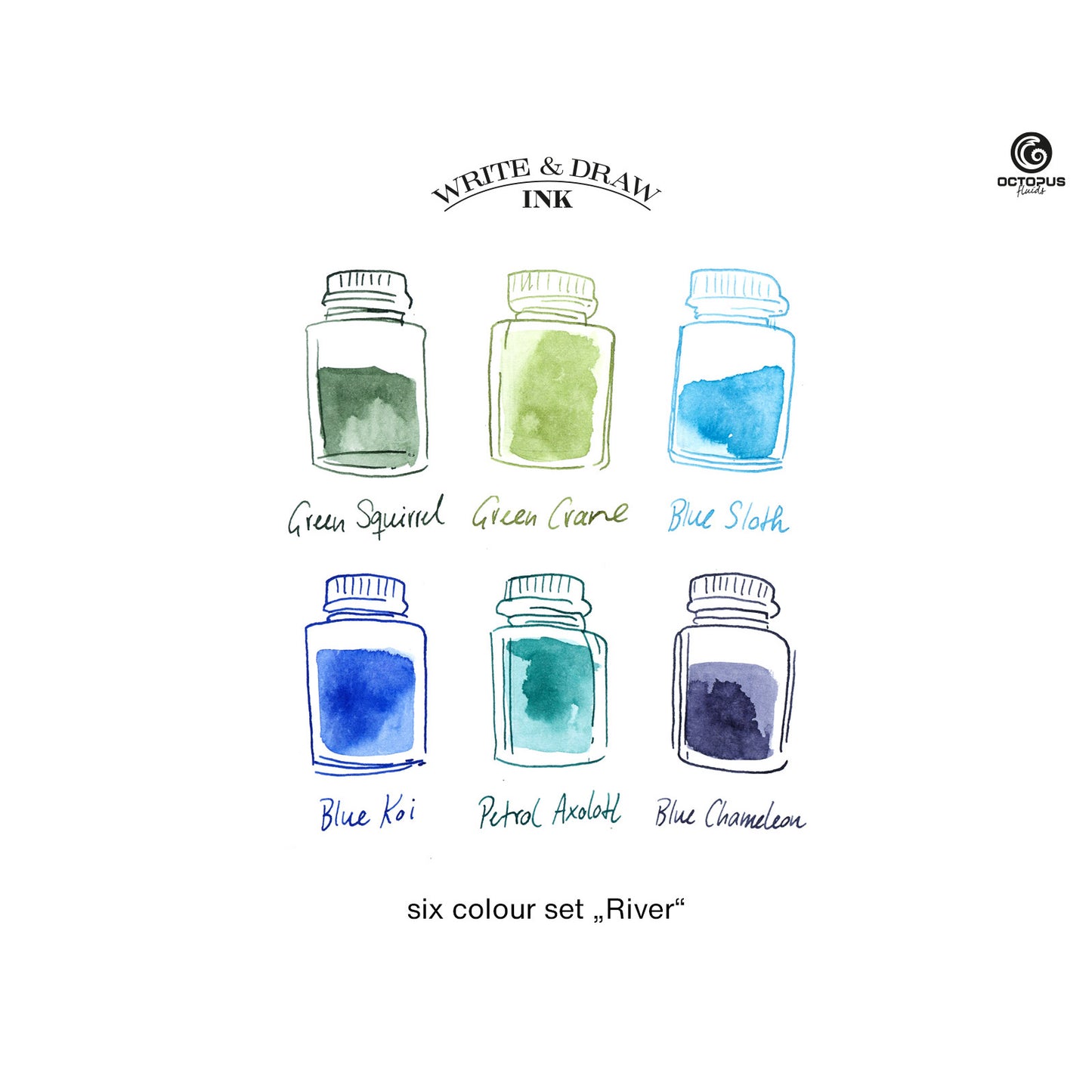 Octopus Write and Draw Ink Set, River
