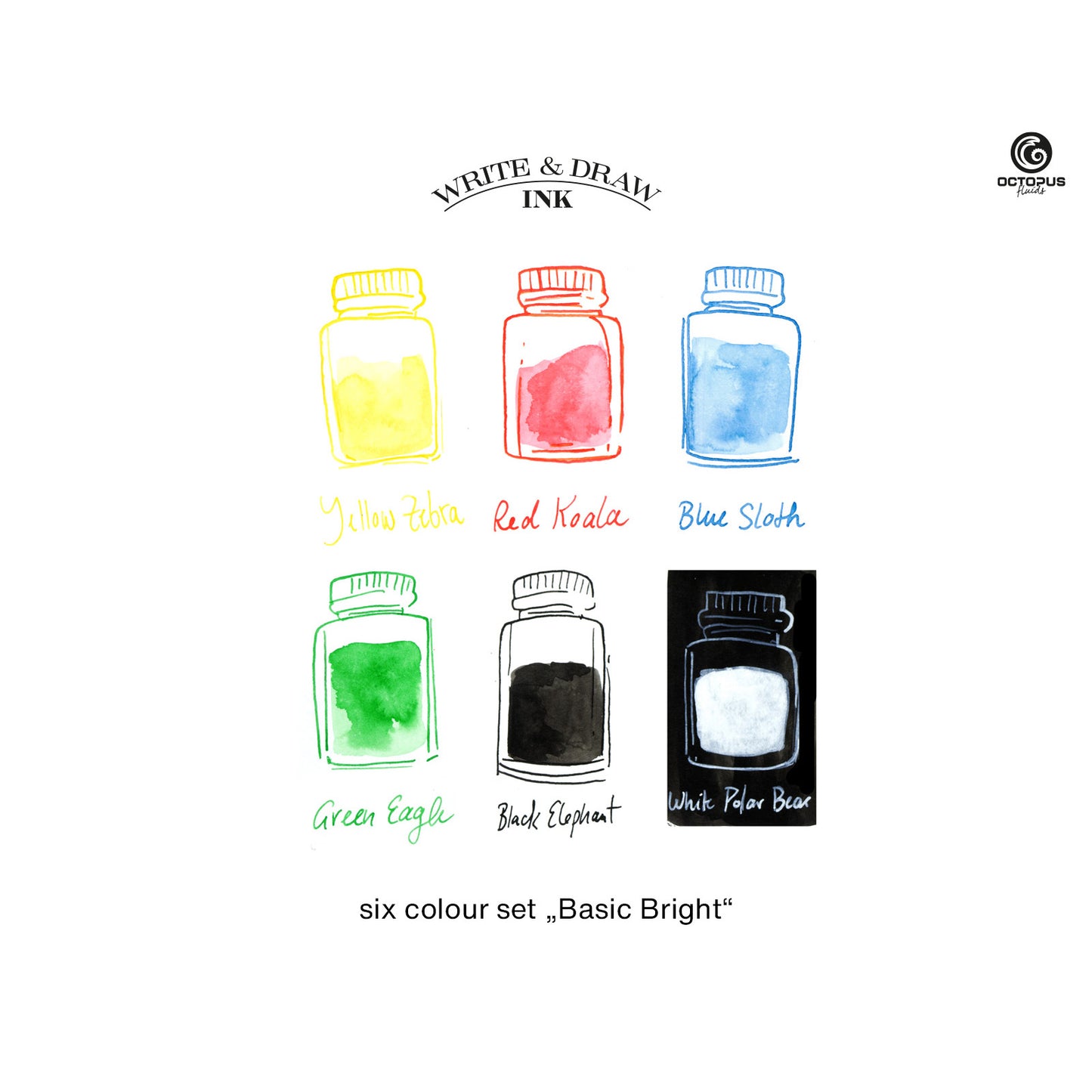 Octopus Write and Draw Ink Set, Basic Bright