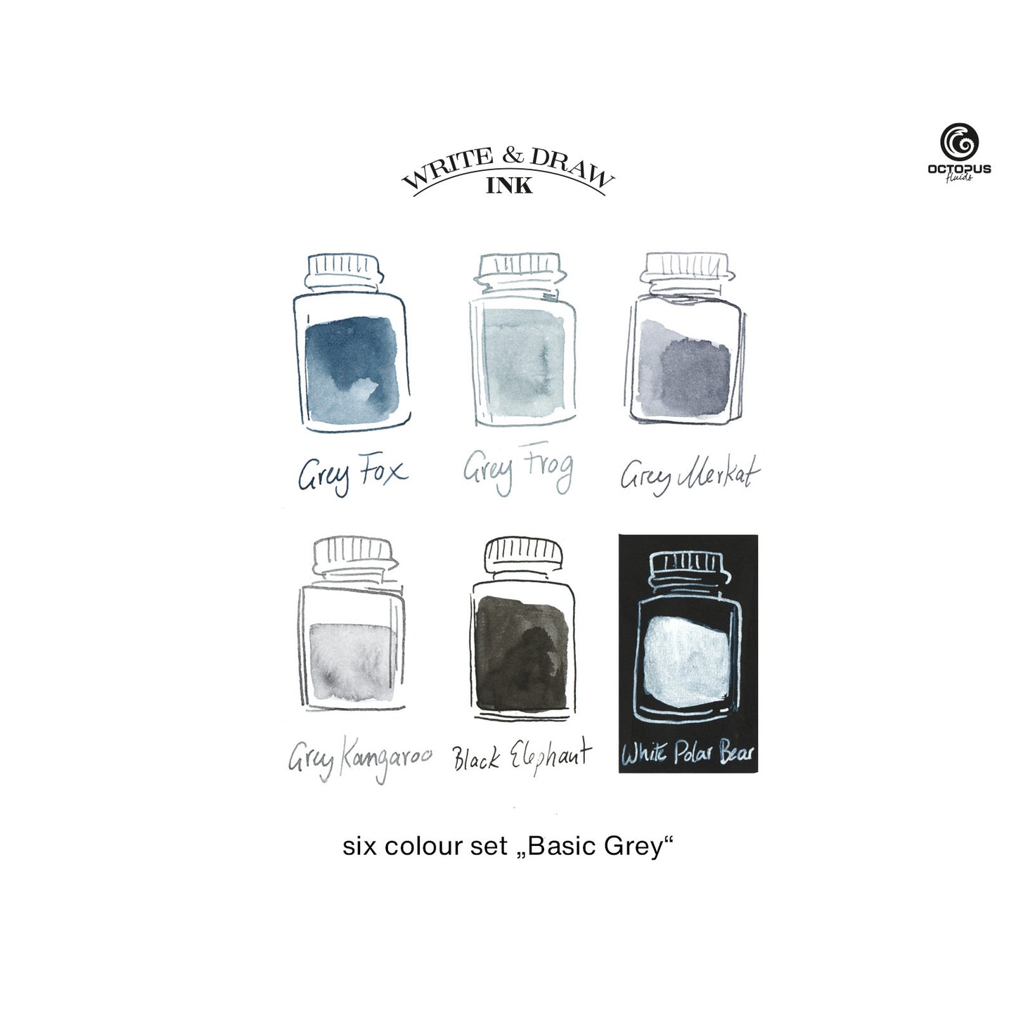 Octopus Write and Draw Ink Set, Basic Grey