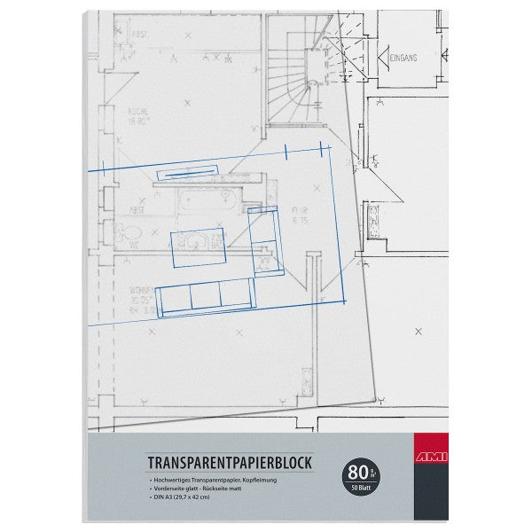 Transparentpapierblock 80 g/m²