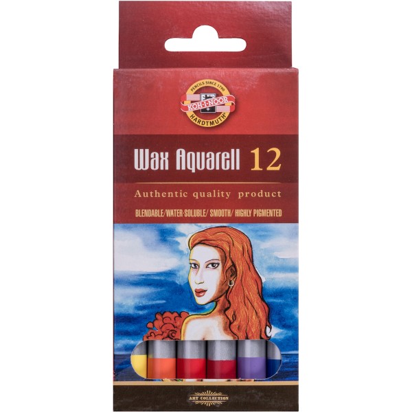 Koh-I-Noor - Wax Aquarell Set 12 Farben, Schachtel