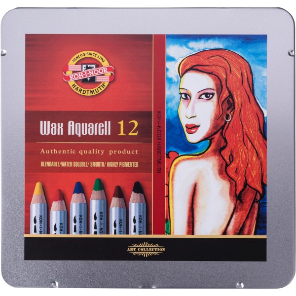 Koh-I-Noor - Wax Aquarell Set 12 Farben, Metalletui