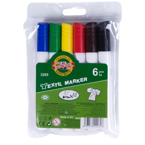 Koh-I-Noor - Textil Marker 3205 Set, 6 Farben