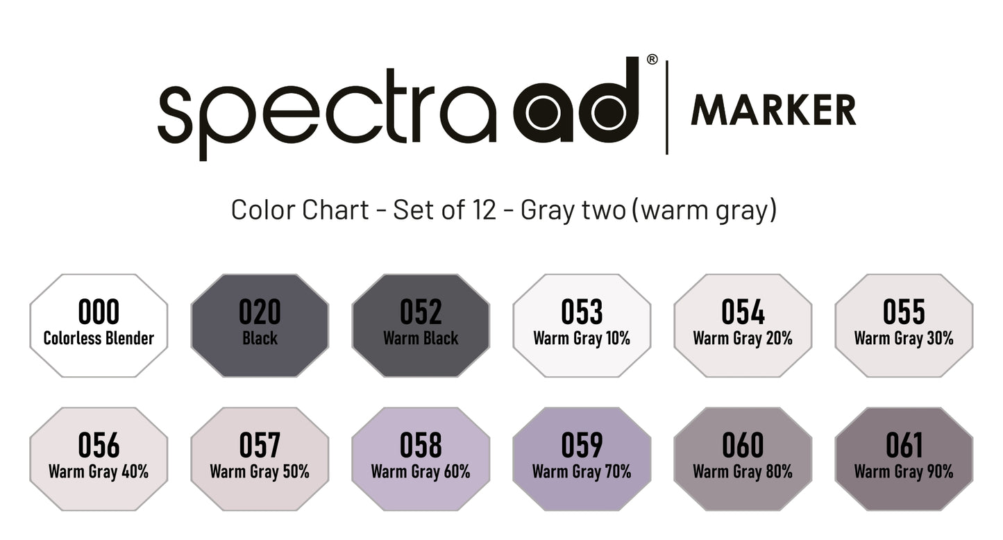 Set of 12 - gray Two (warm)