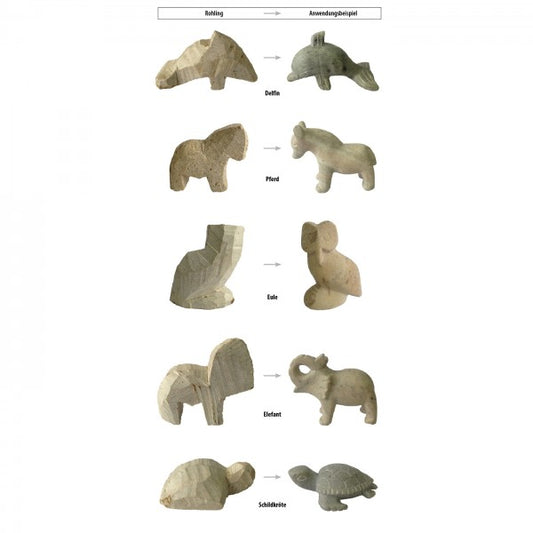 Speckstein Rohlinge Tiere Set 1, 5tlg.