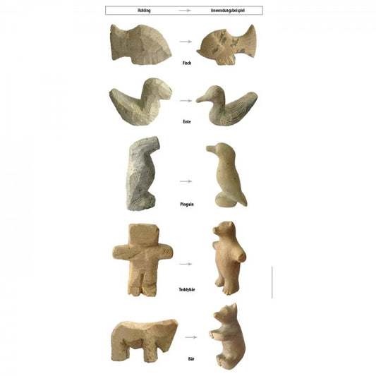 Speckstein Rohlinge Tiere Set 2, 5tlg.
