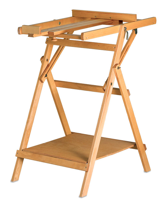 a wooden ladder is hanging on the bottom of a ladder