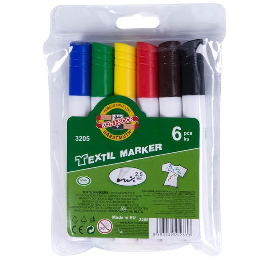 Koh-I-Noor - Textil Marker 3205 Set, 6 Farben