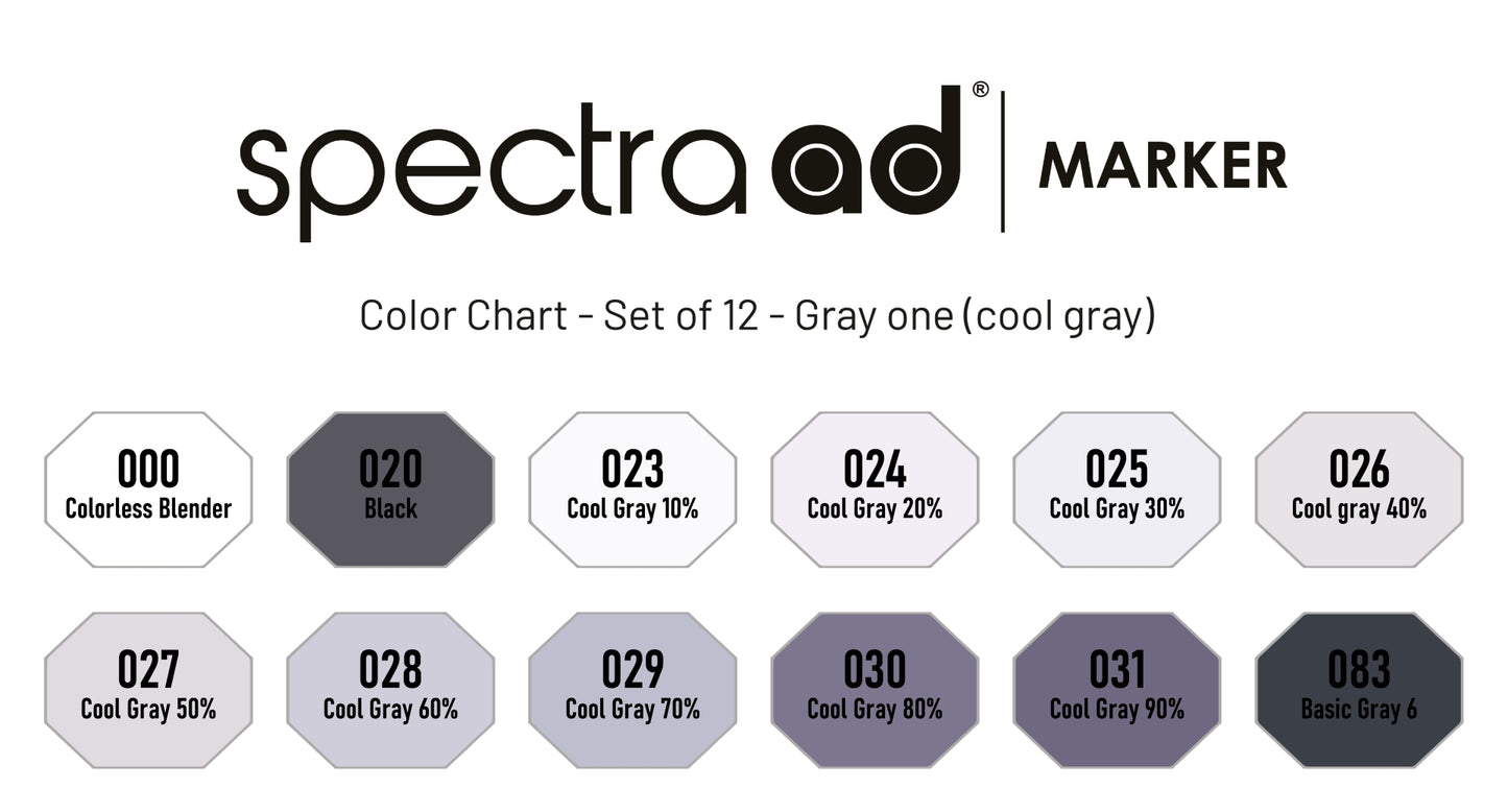 Set of 12 - gray One (Cool)
